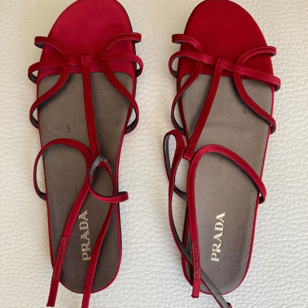 Prada Women's Red Crimson Strappy Sandals size 10